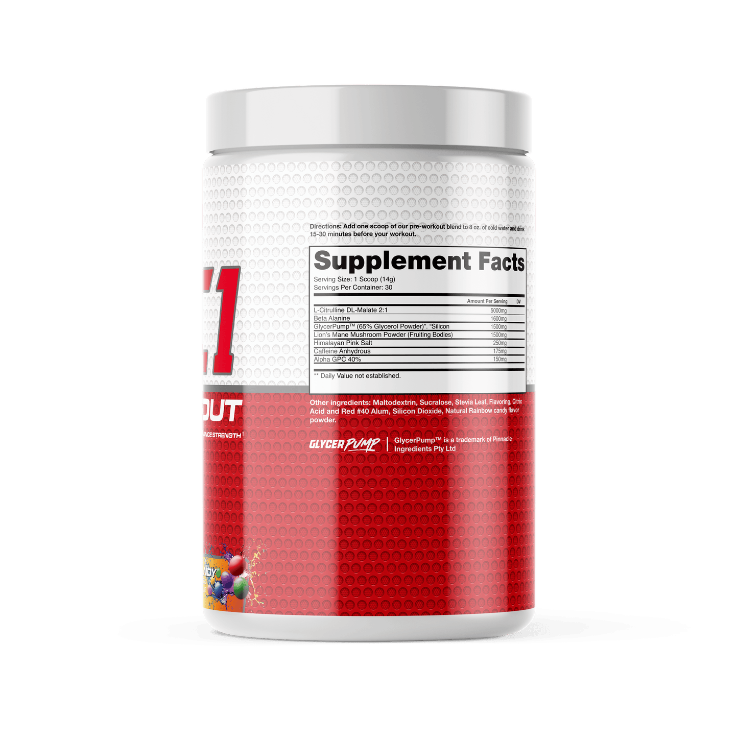 TC1 Preworkout Rainbow Candy Ingredients Panel