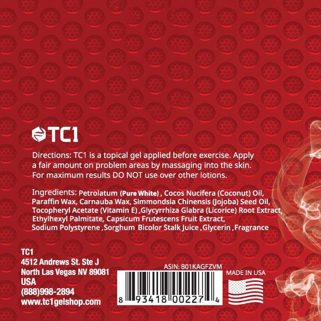#1 TC1 Sweat Ignition Workout Thermogenic Gel ingredients panel