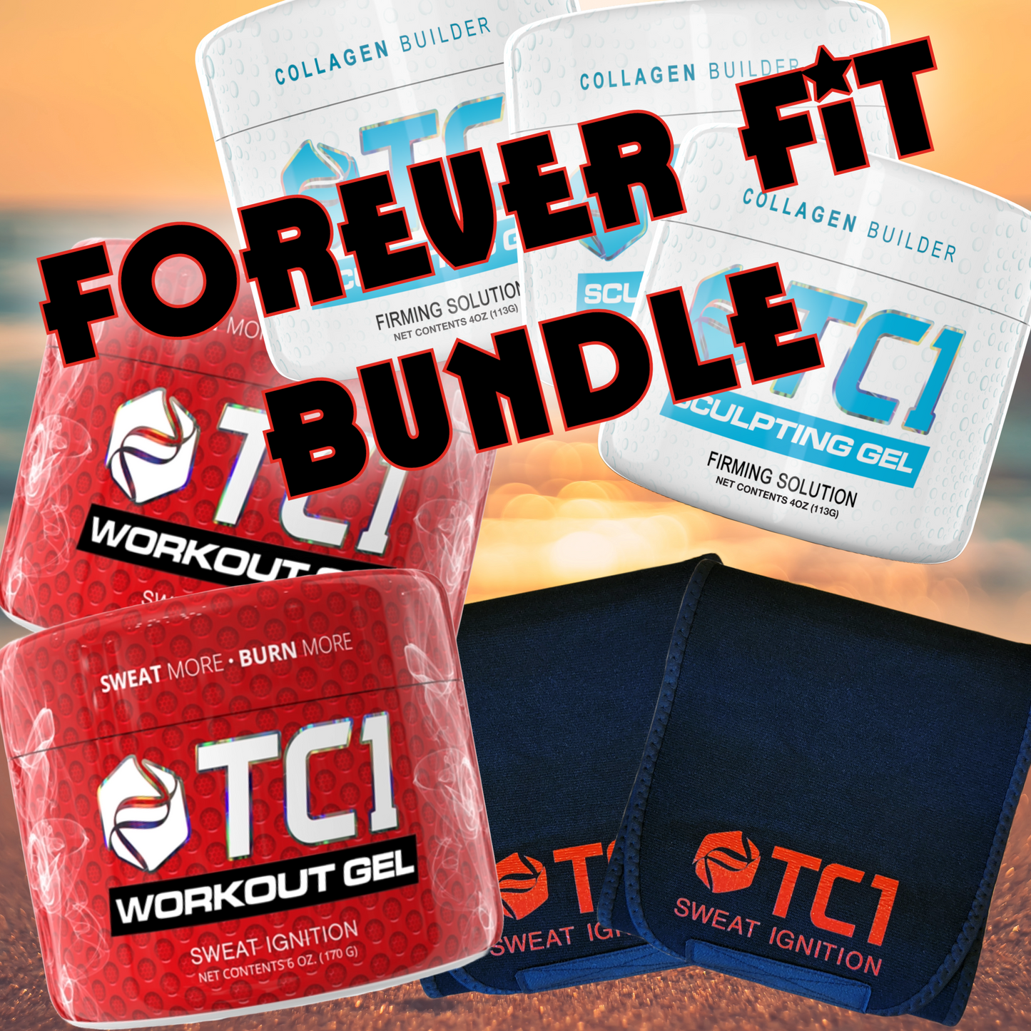 Forever Fit Bundle | 2 Sweat Belt | 2 Workout Gel | 3 Tightening Gel