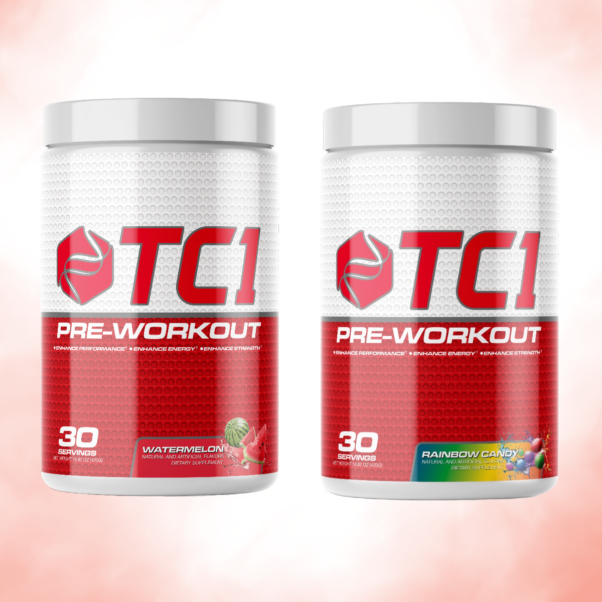 Experience the power of TC1 Pre-workout in mouthwatering Watermelon and indulgent Rainbow Candy flavors. Fuel your workouts with enhanced energy, focus, and performance. Elevate your training with these delicious pre-workout options!